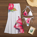 Kwiatowy Zestaw Plażowy „Bella Rosa” – Bikini + Spódnica