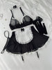 Zmysłowa Bielizna Erotyczna Plus Size – Kostium Pokojówki z Koronką i Pończochami z Fiszbinami