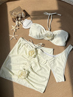 Kwiatowy Bikini Glamour 2-częściowe – Biel lub Czerń